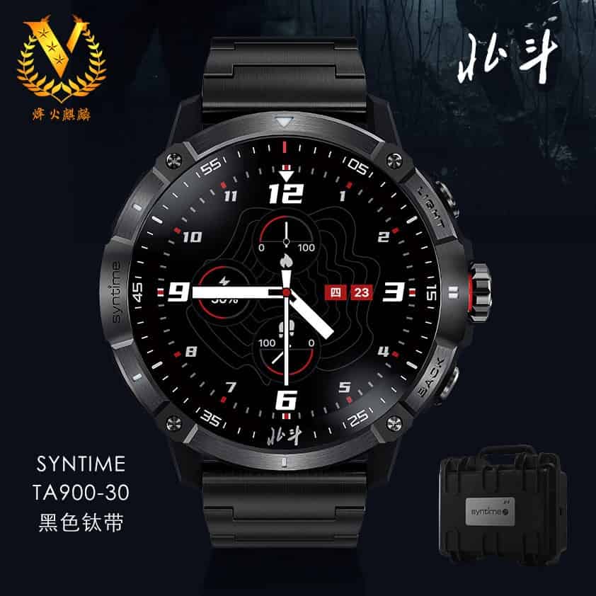 中国北斗手表，SYNTIME系列TA900-30黑色钛带北斗卫星授时腕表