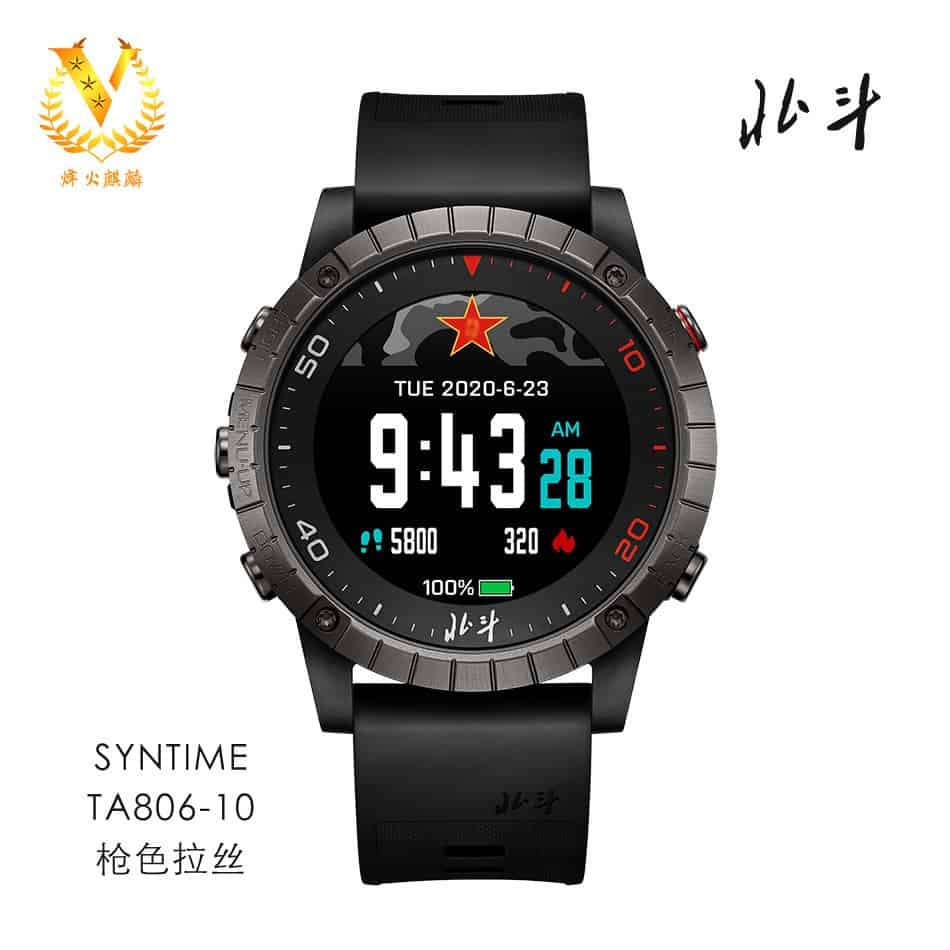 中国北斗手表，SYNTIME系列TA806-10枪色拉丝款，北斗授时定位腕表
